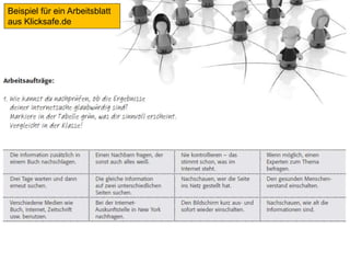 Beispiel für ein Arbeitsblatt
aus Klicksafe.de
 