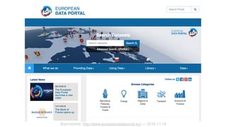 Skjermbilete: http://www.europeandataportal.eu/ — 2016-11-14
 