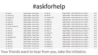 Your friends want to hear from you, take the initiative.
#askforhelp
 