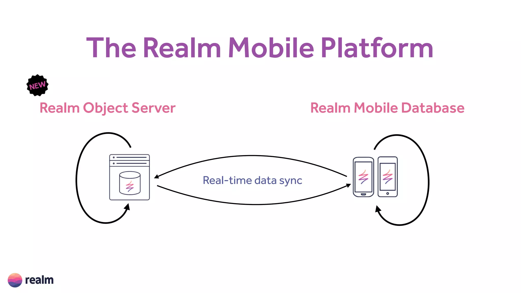 The Realm Mobile Platform
Realm Mobile DatabaseRealm Object Server
Real-time data sync
 