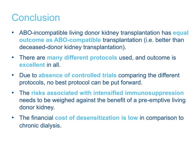 ABO incompatible kidney transplantation review | PPTX
