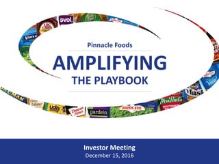 Investor Meeting
December 15, 2016
Pinnacle Foods
AMPLIFYING
THE PLAYBOOK
 