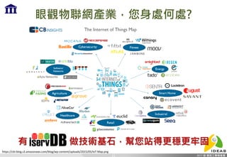 眼觀物聯網產業，您身處何處?
21
https://cbi-blog.s3.amazonaws.com/blog/wp-content/uploads/2015/05/IoT-Map.png
有 做技術基石，幫您站得更穩更牢固
 