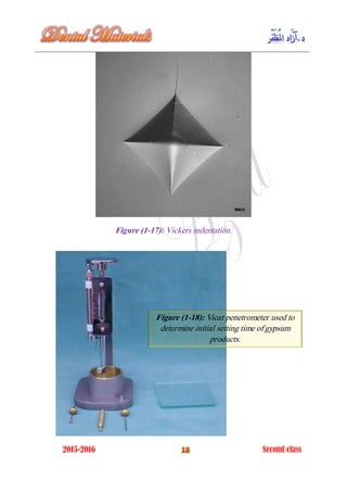 Figure (1-17): Vickers indentation.
Figure (1-18): Vicat penetrometer used to
determine initial setting time of gypsum
products.
 