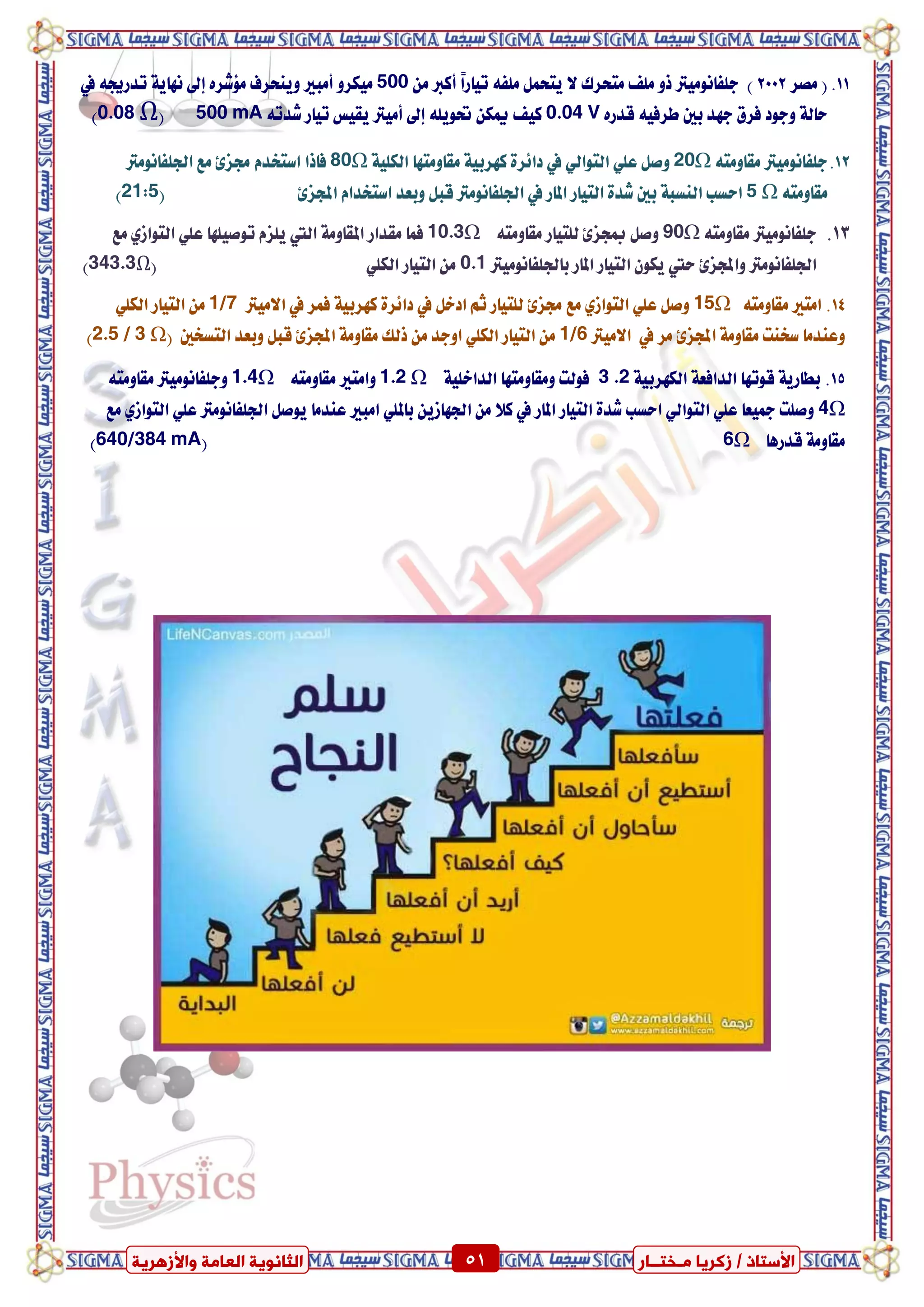 ٍ ‫صمشٝب‬ / ‫األعزبر‬‫ـ‬‫خز‬‫ــ‬‫بس‬ٍ‫اىؼب‬ ‫اىضبّ٘ٝخ‬‫ٗاألصٕشٝخ‬ ‫خ‬ 51 ٍ ‫صمشٝب‬ / ‫األعزبر‬‫ـ‬‫خز‬‫ــ‬‫بس‬‫ٗاألصٕشٝخ‬ ‫اىؼبٍخ‬ ‫اىضبّ٘ٝخ‬ 51
11.‫َصس‬ (2002)‫دًفاَْٛٝرت‬‫ًَف‬ ٚ‫ذ‬َٔ ‫أنرب‬ ً‫ا‬‫تٝاز‬ ٘‫ًَف‬ ٌُ‫ٜتش‬ ٫ ‫َتشسى‬500‫يف‬ ٘‫تدزجي‬ ١ٜ‫ْٗا‬ ‫إىل‬ ٙ‫َ٪غس‬ ‫ٜٚٓشسف‬ ‫أَبري‬ ٚ‫َٝهس‬
ٙ‫قدز‬ ٘ٝ‫طسف‬ ‫بني‬ ‫دٗد‬ ‫فسم‬ ‫ٚدٛد‬ ١‫ساي‬0.04 V٘‫غدت‬ ‫تٝاز‬ ‫ٜكٝظ‬ ‫أَٝرت‬ ‫إىل‬ ًٜ٘ٛ‫حت‬ ٔ‫ميه‬ ‫نٝف‬500 mA(0.08 Ω)
12.‫دًفاَْٛٝرت‬٘‫َكاَٚت‬20Ω‫َكاَٚت‬ ١ٝ‫نٗسب‬ ٠‫دا٥س‬ ‫يف‬ ٞ‫ايتٛاي‬ ًٞ‫ع‬ ٌ‫ٚص‬‫ٗا‬١ًٝ‫ايه‬80Ω‫َع‬ ٨‫زتص‬ ّ‫اضتؼد‬ ‫فاذا‬‫ادتًفاَْٛرت‬
٘‫َكاَٚت‬5 Ω٨‫اجملص‬ ّ‫اضتؼدا‬ ‫ٚبعد‬ ٌ‫قب‬ ‫ادتًفاَْٛرت‬ ‫يف‬ ‫املاز‬ ‫ايتٝاز‬ ٠‫غد‬ ‫بني‬ ١‫ايٓطب‬ ‫اسطب‬(21:5)
13.‫دًفاَْٛٝرت‬٘‫َكاَٚت‬90Ω‫يًتٝاز‬ ٨‫مبذص‬ ٌ‫ٚص‬٘‫َكاَٚت‬10.3Ωّ‫ًٜص‬ ‫اييت‬ ١َٚ‫املكا‬ ‫َكداز‬ ‫فُا‬‫َع‬ ٟ‫ايتٛاش‬ ًٞ‫ع‬ ‫تٛصًٝٗا‬
‫املاز‬ ‫ايتٝاز‬ ٕٛ‫ٜه‬ ‫سيت‬ ٨‫ٚاجملص‬ ‫ادتًفاَْٛرت‬‫بادتًفاَْٛٝرت‬0.1ًٞ‫ايه‬ ‫ايتٝاز‬ َٔ(343.3Ω)
14‫اَتري‬ .٘‫َكاَٚت‬15Ω‫ا٫َٝرت‬ ‫يف‬ ‫فُس‬ ١ٝ‫نٗسب‬ ٠‫دا٥س‬ ‫يف‬ ٌ‫ادػ‬ ِ‫ث‬ ‫يًتٝاز‬ ٨‫زتص‬ ‫َع‬ ٟ‫ايتٛاش‬ ًٞ‫ع‬ ٌ‫ٚص‬1/7ًٞ‫ايه‬ ‫ايتٝاز‬ َٔ
‫ا٫َٝرت‬ ‫يف‬ ‫َس‬ ٨‫اجملص‬ ١َٚ‫َكا‬ ‫ضؼٓت‬ ‫ٚعٓدَا‬1/6‫ايتطؼني‬ ‫ٚبعد‬ ٌ‫قب‬ ٨‫اجملص‬ ١َٚ‫َكا‬ ‫ذيو‬ َٔ ‫اٚدد‬ ًٞ‫ايه‬ ‫ايتٝاز‬ َٔ(2.5 / 3 Ω)
15.١ٝ‫ايهٗسب‬ ١‫ايدافع‬ ‫قٛتٗا‬ ١ٜ‫بطاز‬3 .2‫َٚكاَٚتٗا‬ ‫فٛيت‬١ًٝ‫ايداػ‬1.2 Ω‫ٚاَتري‬٘‫َكاَٚت‬1.4Ω‫ٚدًفاَْٛٝرت‬٘‫َكاَٚت‬
4Ω‫َع‬ ٟ‫ايتٛاش‬ ًٞ‫ع‬ ‫ادتًفاَْٛرت‬ ٌ‫ٜٛص‬ ‫عٓدَا‬ ‫اَبري‬ ًٞ‫بامل‬ ٜٔ‫ادتٗاش‬ َٔ ٬‫ن‬ ‫يف‬ ‫املاز‬ ‫ايتٝاز‬ ٠‫غد‬ ‫اسطب‬ ٞ‫ايتٛاي‬ ًٞ‫ع‬ ‫مجٝعا‬ ‫ٚصًت‬
‫قدزٖا‬ ١َٚ‫َكا‬6Ω(640/384 mA)
 