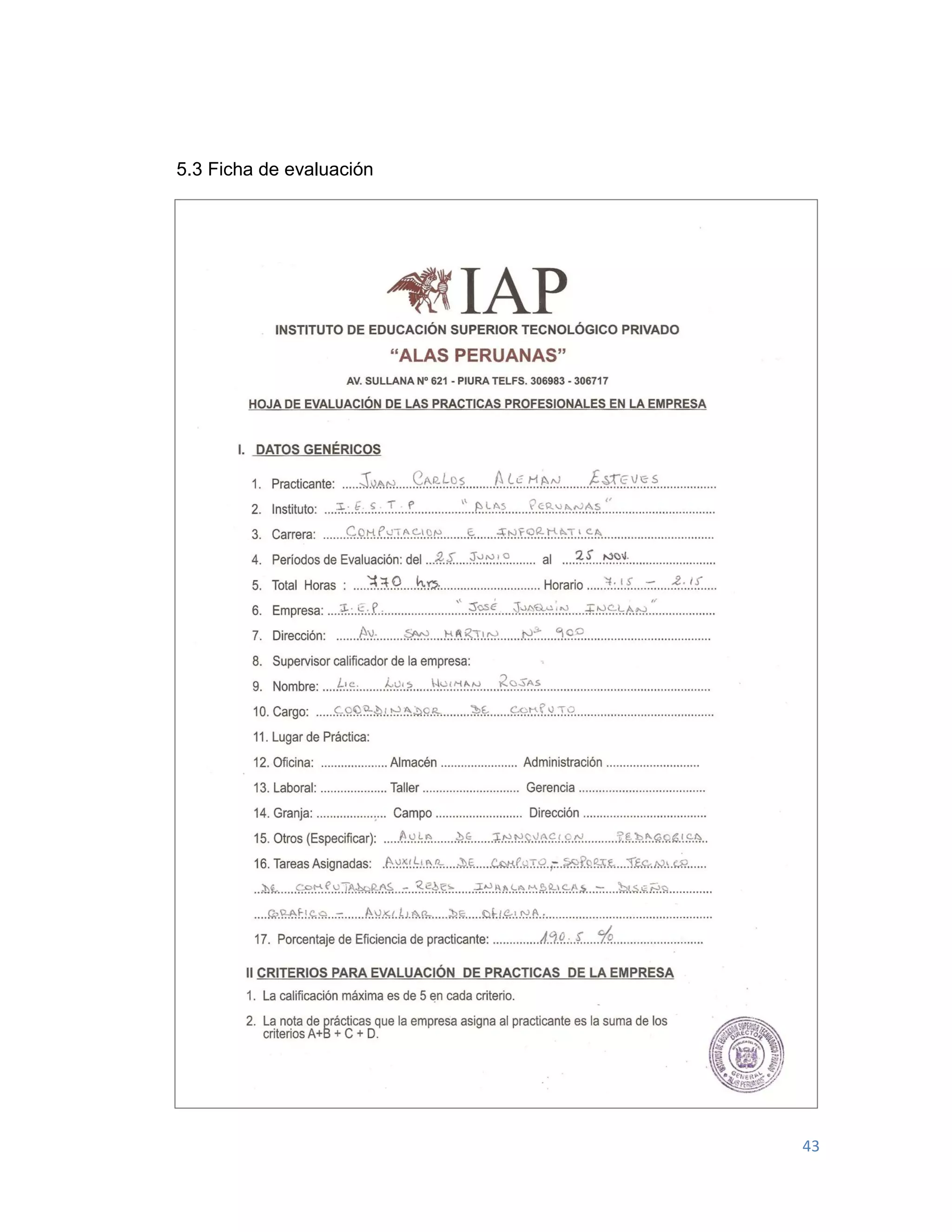 43
5.3 Ficha de evaluación
 