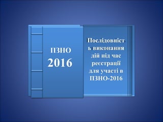 Послідовніст
ь виконання
дій під час
реєстрації
для участі в
ПЗНО-2016
 