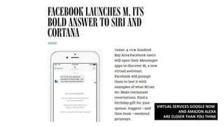 source
VIRTUAL SERVICES GOOGLE NOW
AND AMAZON ALEXA
ARE CLOSER THAN YOU THINK
 