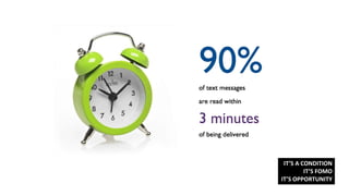 IT’S A CONDITION
IT’S FOMO
IT’S OPPORTUNITY
 