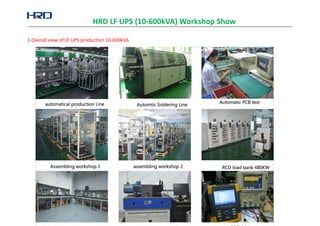 HRD LF UPS (10-600kVA) Workshop Show
1.Overall view of LF UPS production 10-600kVA
 