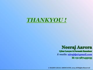 Cyber Crime & Law by Neeraj Aarora - Advocate-on-Record, Supreme Court,CISSP, FCMA, CISA, CEH, CFCE