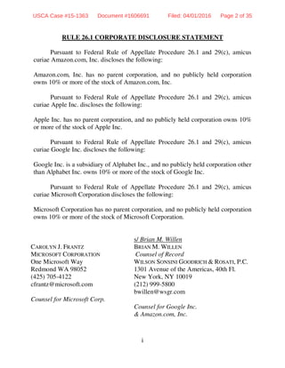 i
RULE 26.1 CORPORATE DISCLOSURE STATEMENT
Pursuant to Federal Rule of Appellate Procedure 26.1 and 29(c), amicus
curiae A...