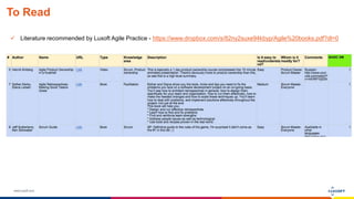 www.luxoft.com
To Read
 Literature recommended by Luxoft Agile Practice - https://www.dropbox.com/s/82ny2suxe94kbyp/Agile%20books.pdf?dl=0
 