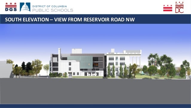  	
  SOUTH	
  ELEVATION	
  –	
  VIEW	
  FROM	
  RESERVOIR	
  ROAD	
  NW	
  
 