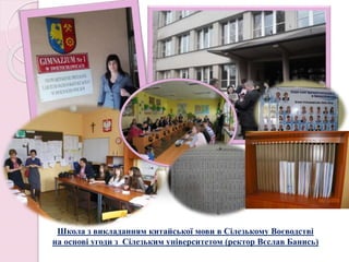 Школа з викладанням китайської мови в Сілезькому Воєводстві
на основі угоди з Сілезьким університетом (ректор Вєслав Банись)
 