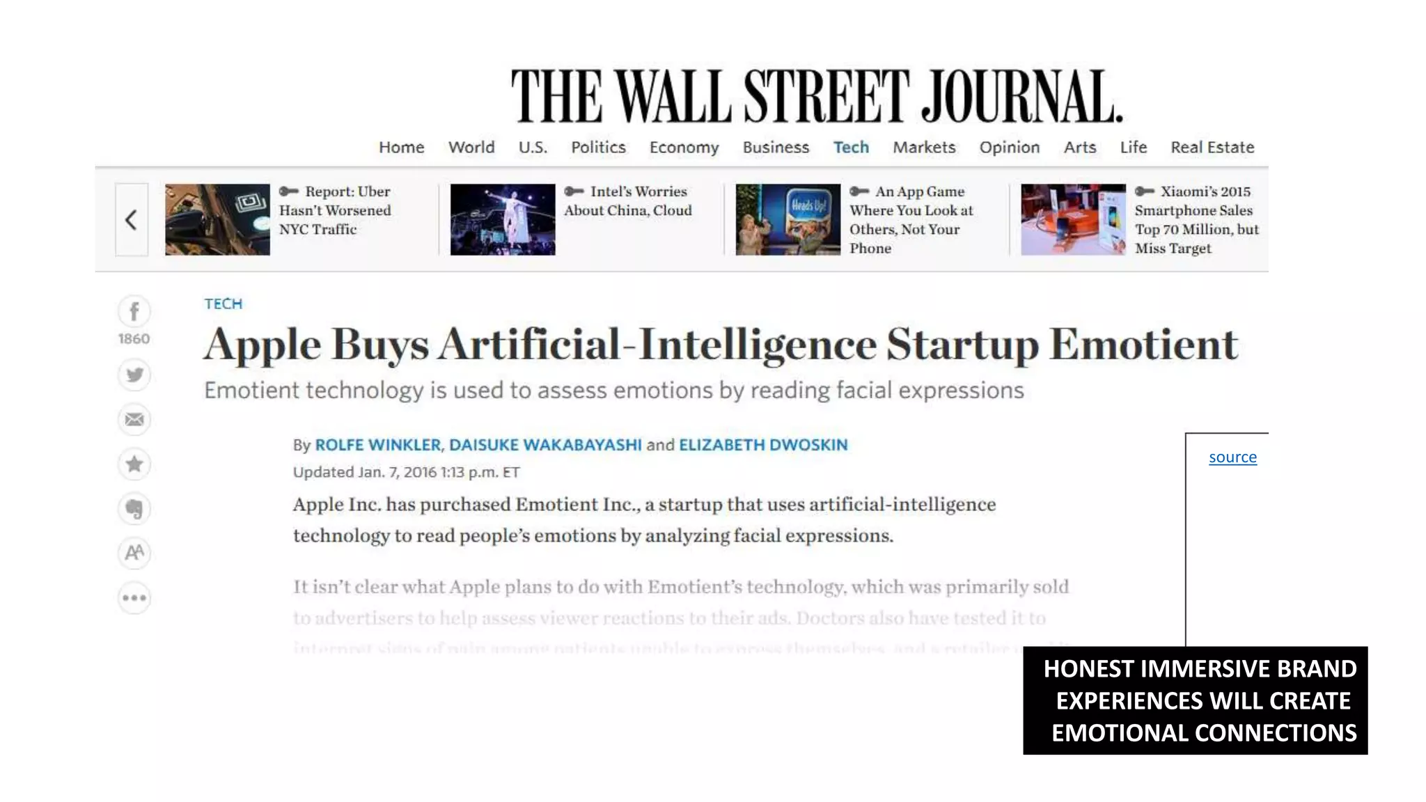 source
HONEST IMMERSIVE BRAND
EXPERIENCES WILL CREATE
EMOTIONAL CONNECTIONS
 