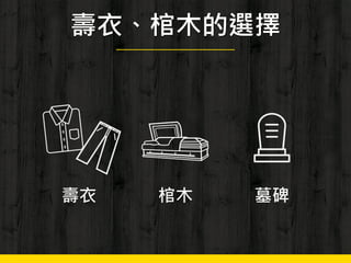 壽衣、棺木的選擇
壽衣 棺木 墓碑
 