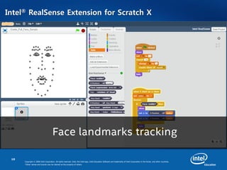10
Copyright © 2008 Intel Corporation. All rights reserved. Intel, the Intel logo, Intel Education Software are trademarks of Intel Corporation in the Korea. and other countries.
*Other names and brands may be claimed as the property of others.
Intel® RealSense Extension for Scratch X
•
 