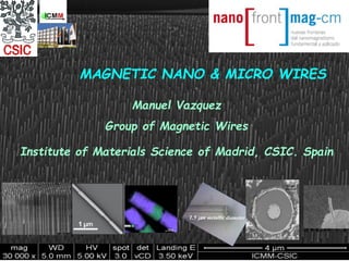 MAGNETIC NANO & MICRO WIRES
Manuel Vazquez
Group of Magnetic Wires
.
Institute of Materials Science of Madrid, CSIC. Spain
1.5 mm metallic diameter
 