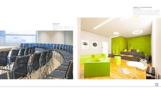 Stick chair
ICF Italia
Silla polivalente configurable, con
múltiples opciones, para salas de
formación.
Auditorio, zona de formación
Espacio Aretha
Sala multifuncional: para reuniones, formación,
presentaciones, etc. con tratamiento acústico, jardín
vertical, iluminación técnica y decorativa y mobiliario.
Conoce todos los productos y soluciones en nuestro
tour virtual.
 