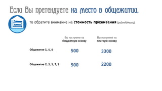 Если Вы претендуете на место в общежитии,
 