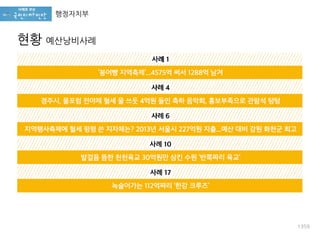 행정자치부
현황 예산낭비사례
1359
 