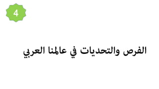 ‫اﻟ‬ ‫ﻋﺎﳌﻨﺎ‬ ‫ﰲ‬ ‫واﻟﺘﺤﺪﻳﺎت‬ ‫اﻟﻔﺮص‬‫ﻌﺮﻲﺑ‬
4
 