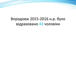Впродовж 2015-2016 н.р. було
відраховано 43 чоловіки
 