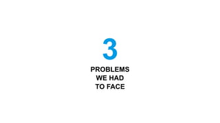PROBLEMS
WE HAD
TO FACE
3
 