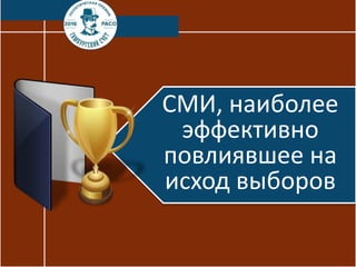 СМИ, наиболее
эффективно
повлиявшее на
исход выборов
 