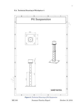 8
ME 300 Summer Practice Report October 19, 2016
E.4. Technical Drawing of Workpiece 4
Pit Suspansion
Figure 8. Technical Drawing of Pit Suspansion
 