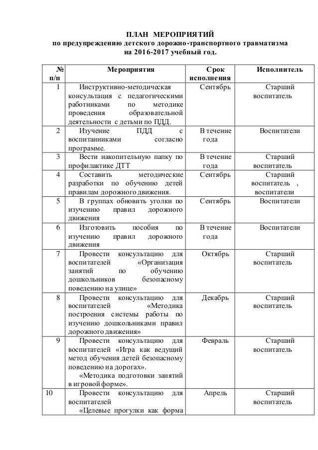 план мероприятий на 2016 2017 уч.год