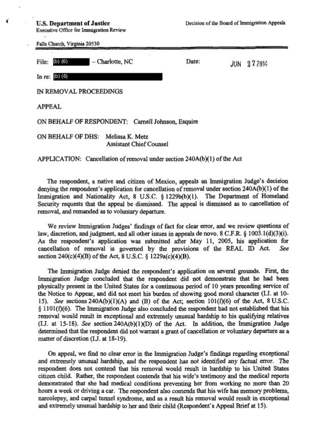 bia remands of immigration judge v stuart couch from 01 01 2014 to 0 form doj 361