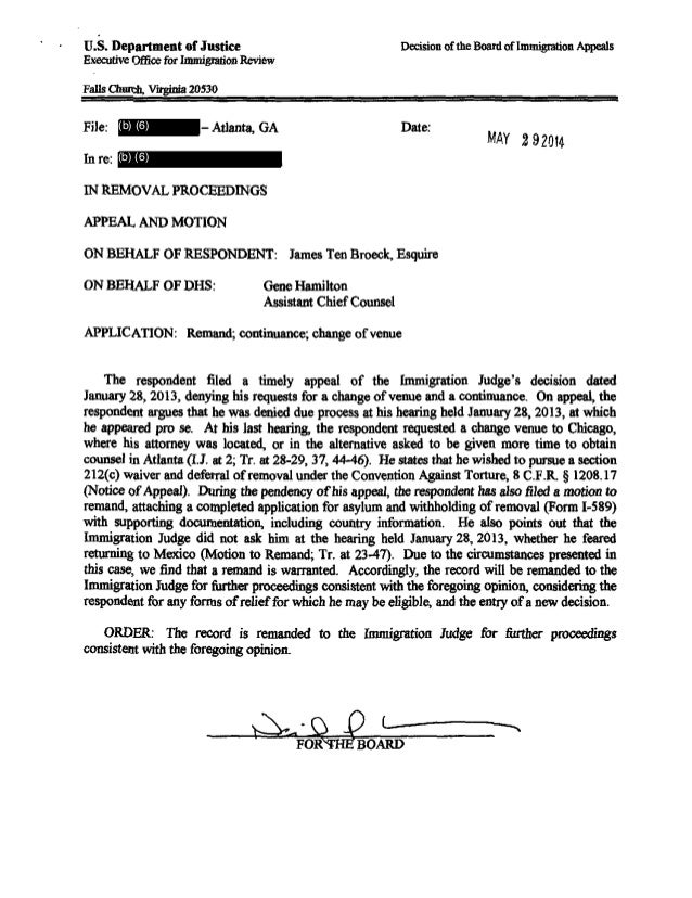 bia remands of immigration judge madline garcia from 01 01 2014 to 05 change of venue immigration court form