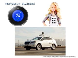 Credits to Paola Liberace: http://www.slideshare.net/pliberace/
TRUST and IoT - CHALLENGES
 