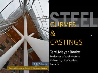 CURVES
&
CASTINGS
Terri Meyer Boake
Professor of Architecture
University of Waterloo
Canada
Queen Richmond Center | Toronto, Canada
& Co Architects
 