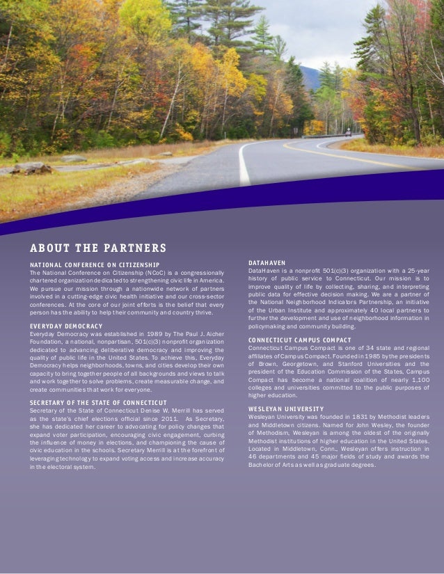 2016 Connecticut Civic Health Index Slide 2