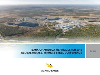 BANK OF AMERICA MERRILL LYNCH 2016
GLOBAL METALS, MINING & STEEL CONFERENCE
MAY 2016
 