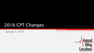 January 1, 2016
2016 CPT Changes
 