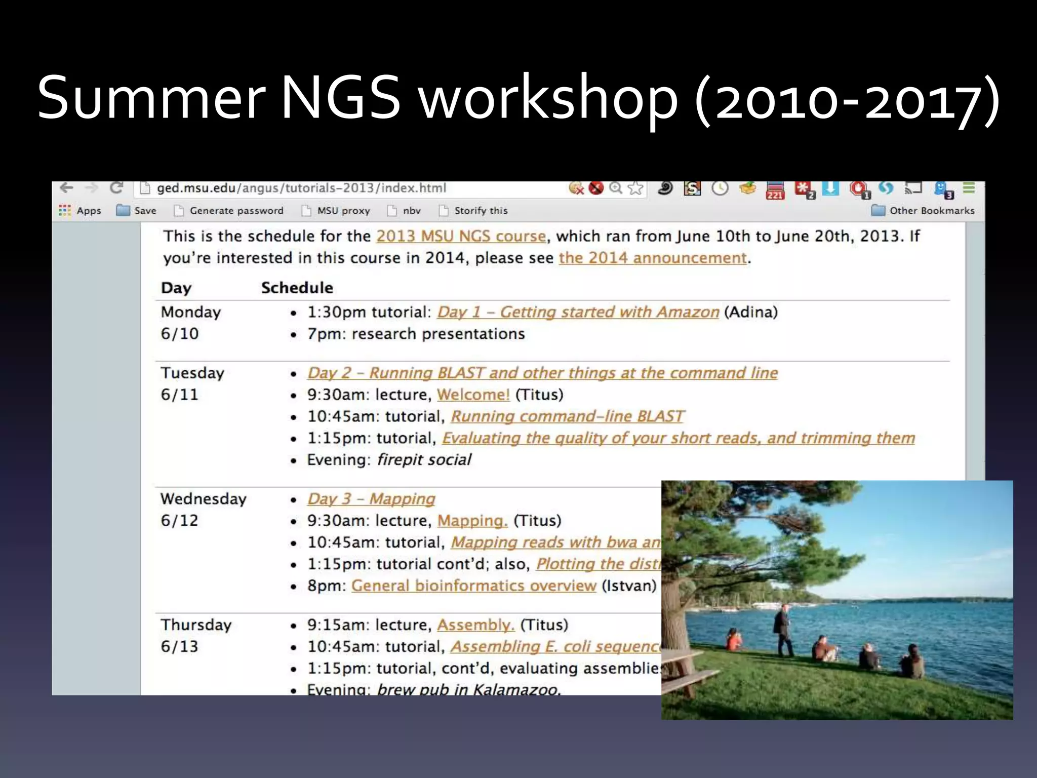 Summer NGS workshop (2010-2017)
 