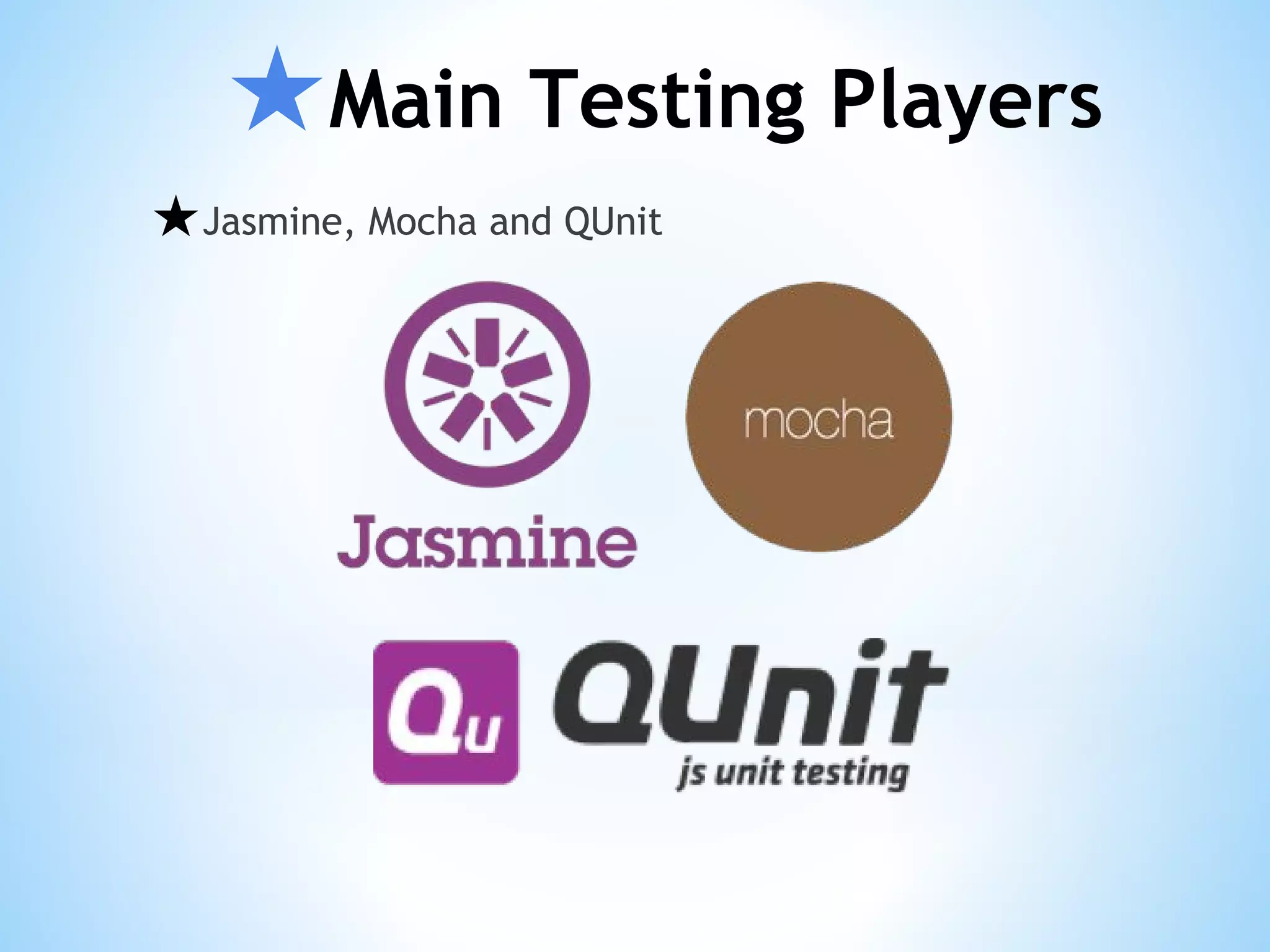 ★Main Testing Players ★Jasmine, Mocha and QUnit 