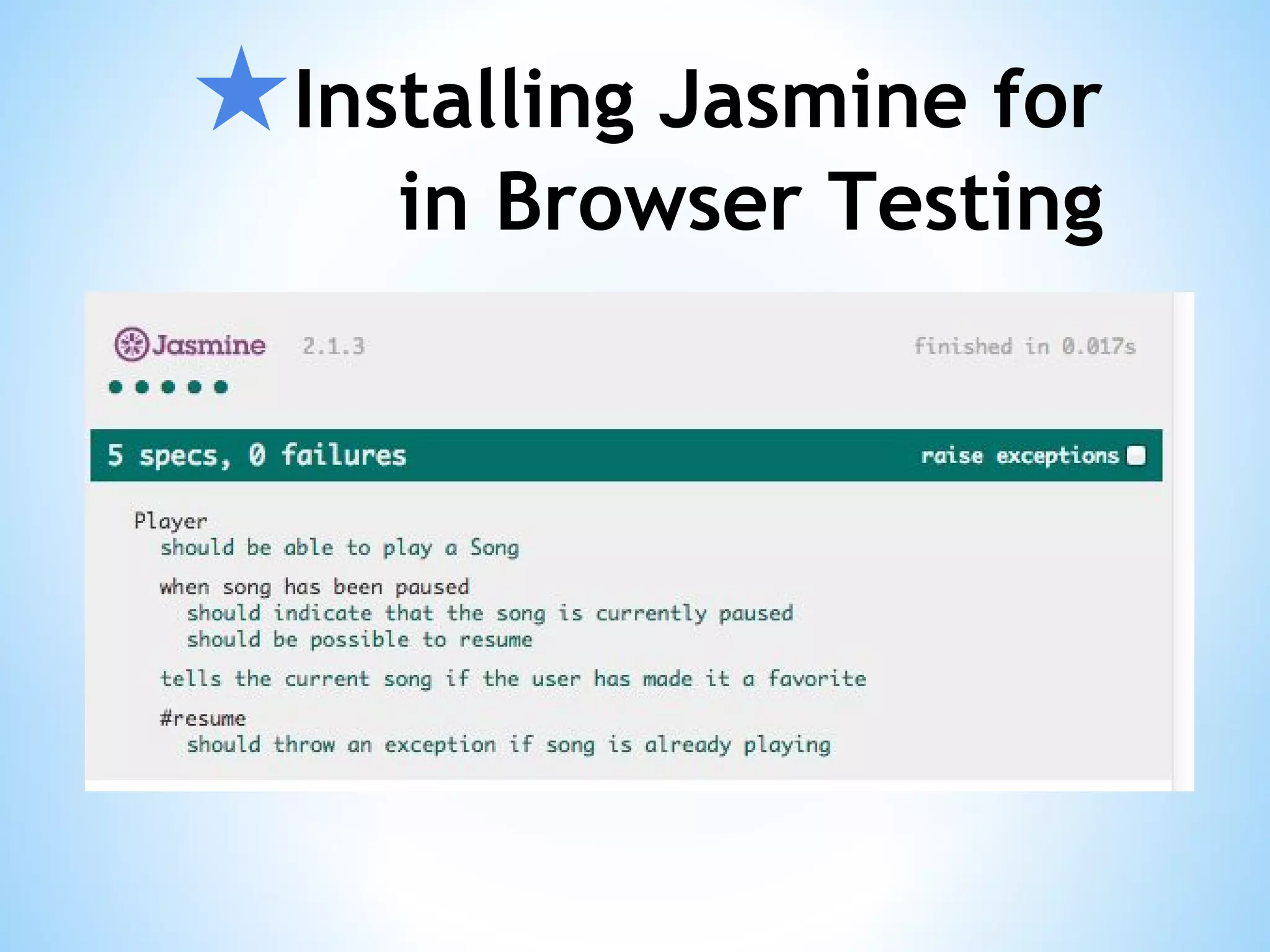 ★Installing Jasmine for in Browser Testing 