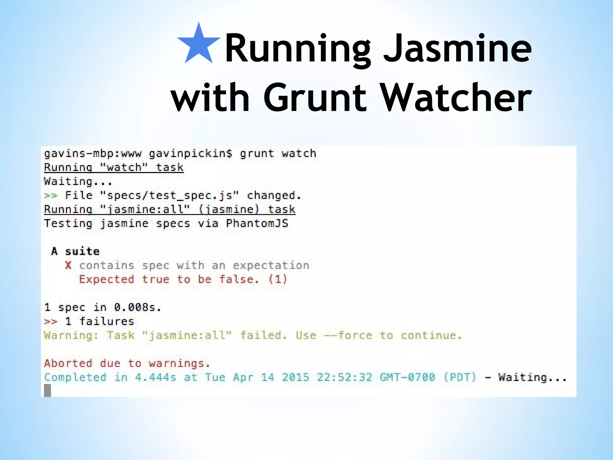 ★Running Jasmine with Grunt Watcher 