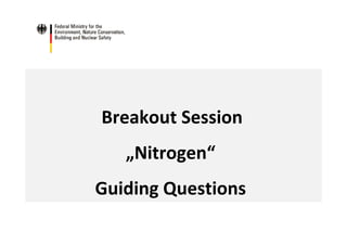 Breakout Session
„Nitrogen“
Guiding Questions
 