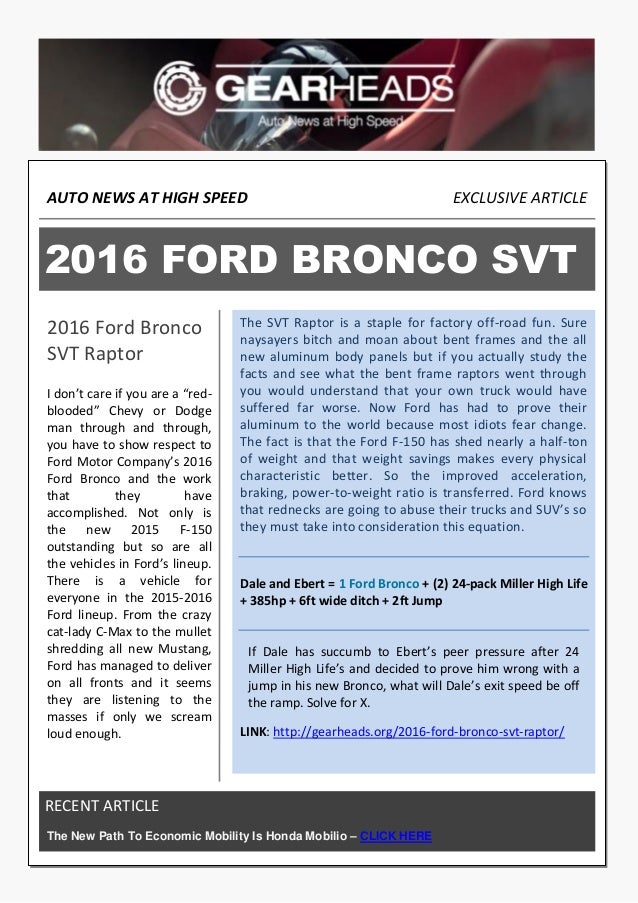 2016 Ford Bronco >> 2016 Ford Bronco Svt Raptor 2016 Ford Bronco >> 2016 Ford Bronco Svt Raptor