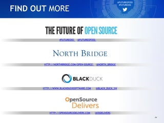 #FUTUREOSS I @FUTUREOFOSS
HTTP://NORTHBRIDGE.COM/OPEN-SOURCE I @NORTH_BRIDGE
HTTP://WWW.BLACKDUCKSOFTWARE.COM/ I @BLACK_DU...