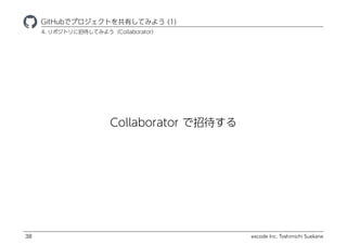 Collaborator д
excode Inc. Toshimichi Suekane
ҾٱܲǥץȤФƤߤ褦 (1)
38
4. ݥȥдƤߤ褦Collaborator
 