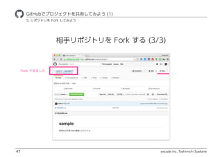 excode Inc. Toshimichi Suekane
ҾٱܲǥץȤФƤߤ褦 (1)
47
5. ݥȥ Fork Ƥߤ褦
֥ݥȥ Fork  (3/3)
Fork Ǥޤ
 