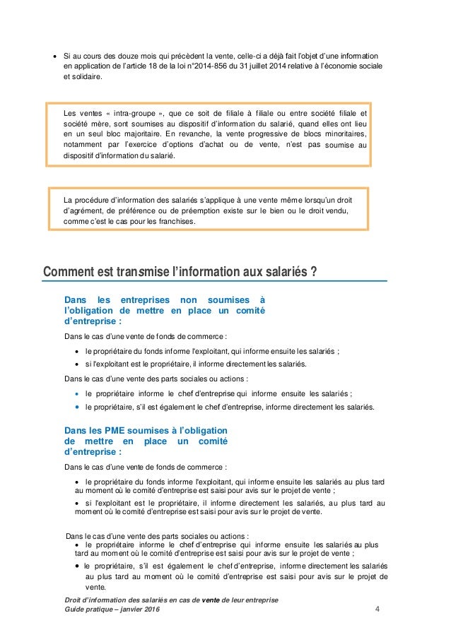 modele lettre d'information des salariés en cas de cession