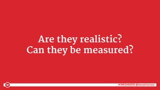 #iMEDIA2016 @danaditomaso#iMEDIA2016 @danaditomaso
Are they realistic?
Can they be measured?
 